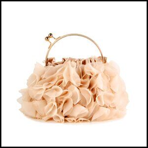 Satin Floral Clutch Evening Bag Elegant Chic Prom Party Handbag Convertible